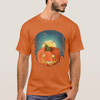 Jack O Lantern Flying Bat Full Moon Spooky Hallowe T-Shirt