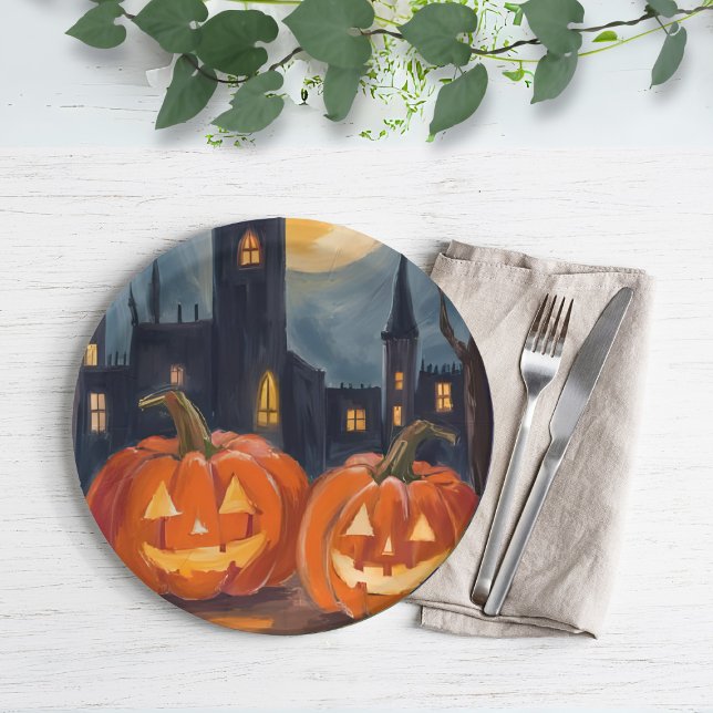 Jack-O-Lantern Fright | Halloween Spooky Painted Paper Plates (Creator Uploaded)