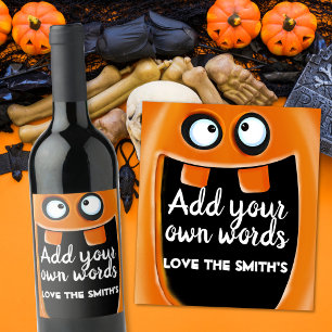 jack o lantern Giant Pumpkin Mouth Halloween Wine Label