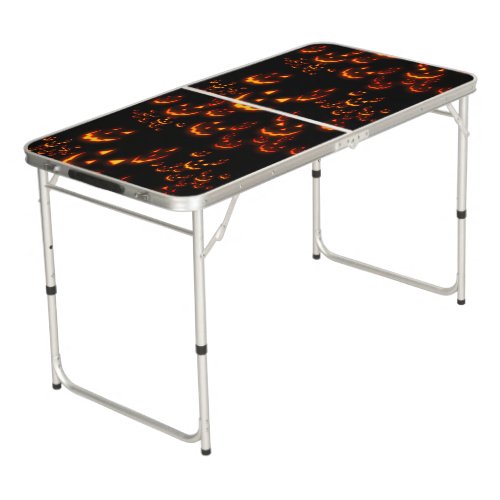 Jack O Lantern Glowing Faces Beer Pong Table