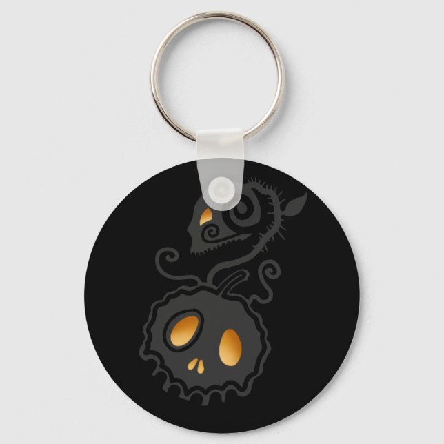 Jack O Lantern Glowing Skull Vine Keychain (Front)