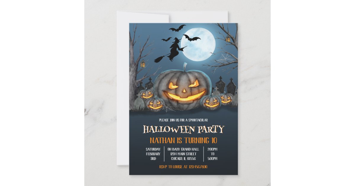 Jack-o-Lantern Halloween Birthday Party Invitation | Zazzle