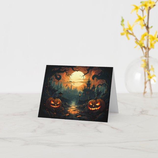 Jack-o-Lantern Halloween Card (Yellow Flower)