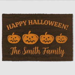 Jack o lantern Halloween doormat with custom text Fiber Doormat