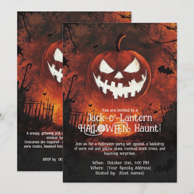 Jack-o'-Lantern  HALLOWEEN Haunt! Invitation (Front/Back)