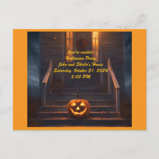 Jack-o-Lantern Halloween Invitation Postcard