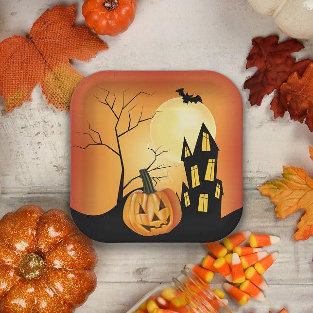 Jack O' Lantern Halloween Paper Plates (Creator Uploaded)