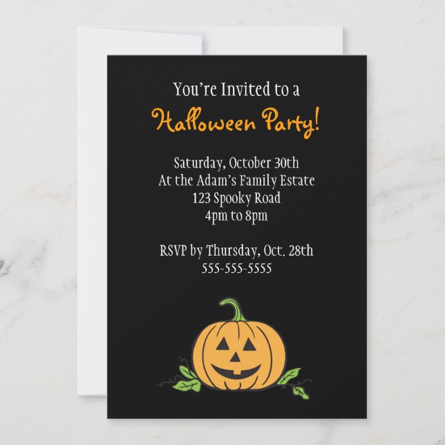 Jack 'O Lantern Halloween Party Invitation (Front)