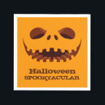 Jack o' Lantern Halloween Party Napkins<br><div class="desc">A creepy jack o' lantern carved smile is featured on these orange Halloween napkins. MATCHING items in our store.</div>