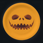 Jack o' Lantern Halloween Party Paper Plates<br><div class="desc">A creepy jack o' lantern carved smile is featured on these orange Halloween party paper plates. MATCHING items in our store.</div>