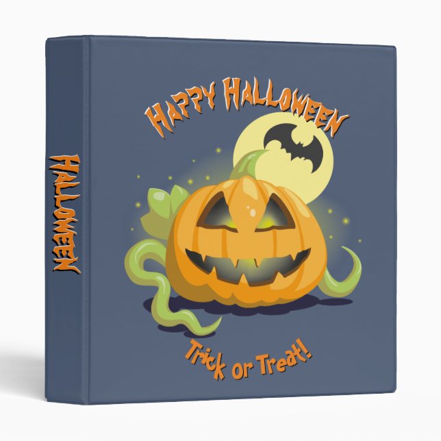Jack O' Lantern Halloween Pumpkin 3 Ring Binder (Front/Spine)