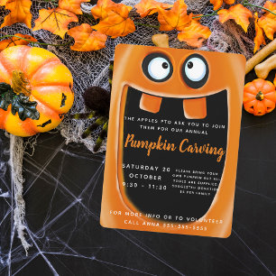 Jack O Lantern Halloween pumpkin carving Party Invitation