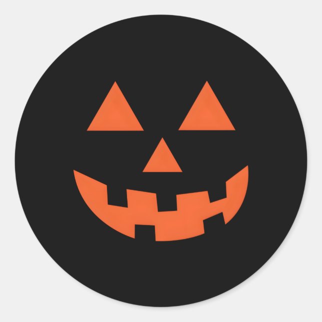 Jack-O-Lantern Halloween Pumpkin Face Trick Or Tre Classic Round Sticker (Front)