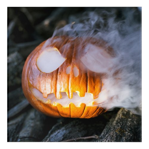 Jack_o_Lantern Halloween Pumpkin Head on Fire  Acrylic Print