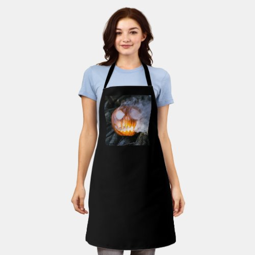 Jack_o_Lantern Halloween Pumpkin Head on Fire  Apron