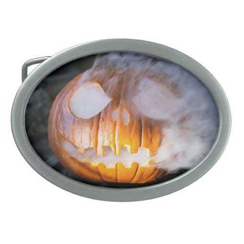 Jack_o_Lantern Halloween Pumpkin Head on Fire  Belt Buckle