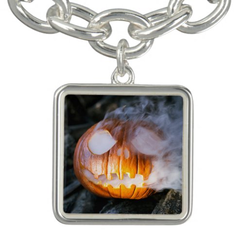 Jack_o_Lantern Halloween Pumpkin Head on Fire  Bracelet