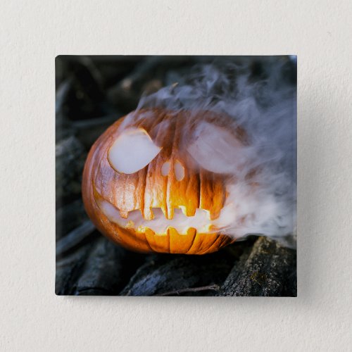 Jack_o_Lantern Halloween Pumpkin Head on Fire  Button
