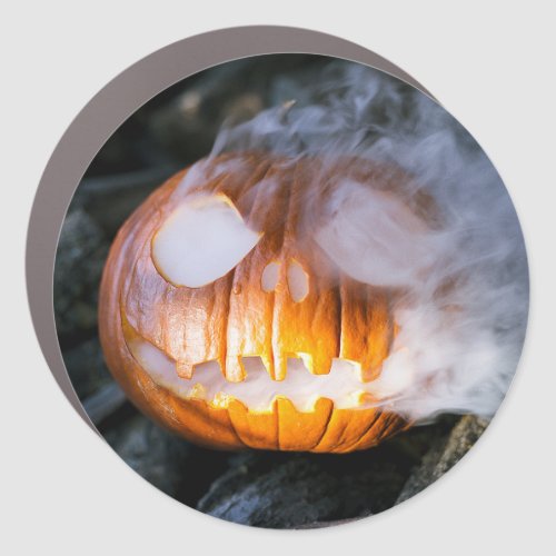 Jack_o_Lantern Halloween Pumpkin Head on Fire  Car Magnet