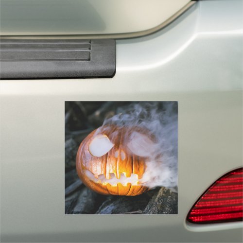 Jack_o_Lantern Halloween Pumpkin Head on Fire  Car Magnet