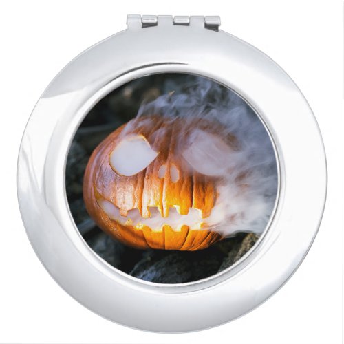 Jack_o_Lantern Halloween Pumpkin Head on Fire  Compact Mirror