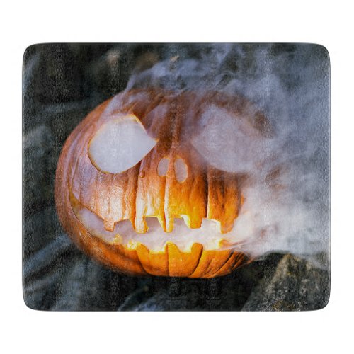 Jack_o_Lantern Halloween Pumpkin Head on Fire  Cutting Board