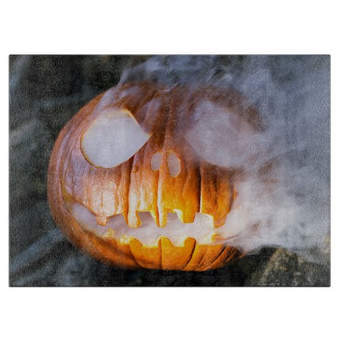 Jack_o_Lantern Halloween Pumpkin Head on Fire  Cutting Board