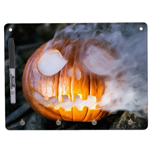 Jack_o_Lantern Halloween Pumpkin Head on Fire  Dry Erase Board With Keychain Holder
