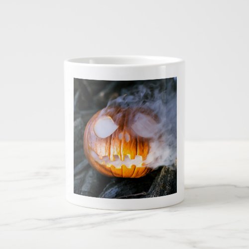 Jack_o_Lantern Halloween Pumpkin Head on Fire  Giant Coffee Mug
