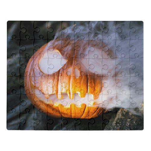 Jack_o_Lantern Halloween Pumpkin Head on Fire  Jigsaw Puzzle