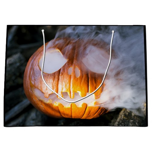 Jack_o_Lantern Halloween Pumpkin Head on Fire  Large Gift Bag