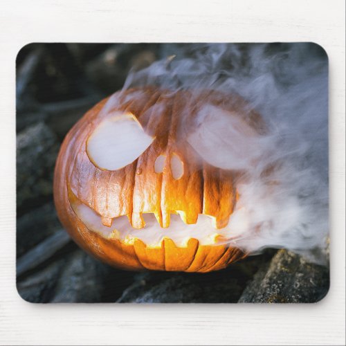 Jack_o_Lantern Halloween Pumpkin Head on Fire  Mouse Pad