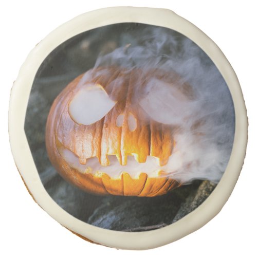 Jack_o_Lantern Halloween Pumpkin Head on Fire  Sugar Cookie