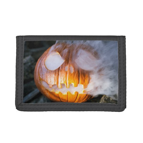 Jack_o_Lantern Halloween Pumpkin Head on Fire  Trifold Wallet
