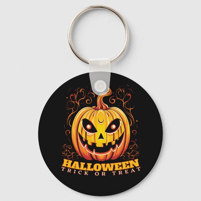 Jack-O-Lantern Halloween Pumpkin  Keychain (Front)