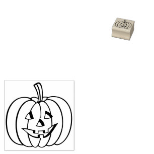 Jack-O-Lantern Halloween Pumpkin Outline Rubber Stamp