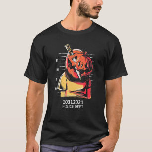 Jack O Lantern Halloween Pumpkin Police Line Up Mu T-Shirt