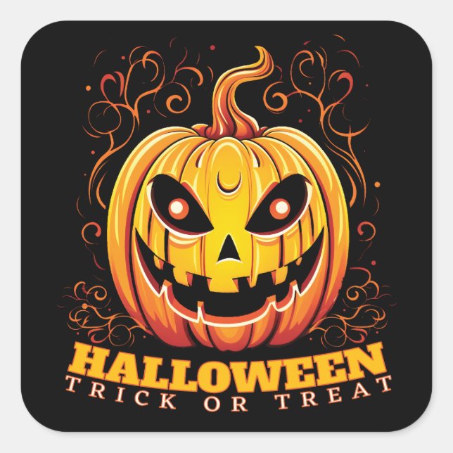 Jack-O-Lantern Halloween Pumpkin poster Square Sticker (Front)