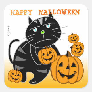 Jack O Lantern Halloween Sticker Black Cat 2