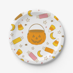 Jack-o-Lantern Halloween Trick or Treat Candy Paper Plates