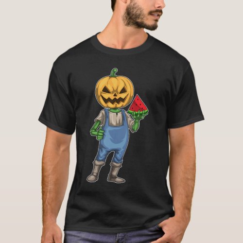 Jack O Lantern Halloween Watermelon T_Shirt