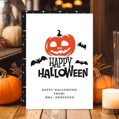 Jack O Lantern Happy Halloween Classroom Card