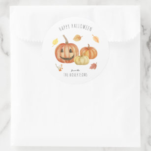 Jack-o'-lantern   Happy Halloween Treat Classic Round Sticker