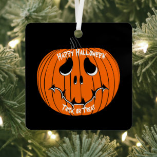 Jack O' Lantern Happy Halloween Trick or Treat Metal Ornament