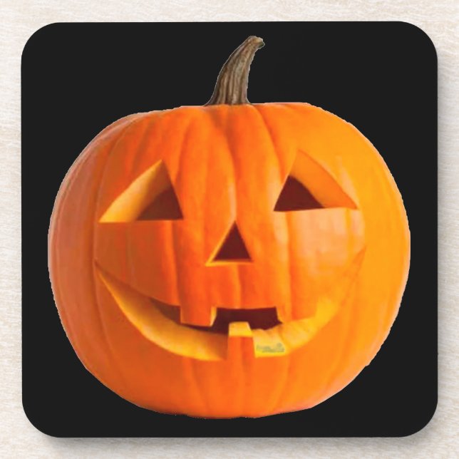 Jack-O-Lantern Hard Plastic 6 Coasters (Front)
