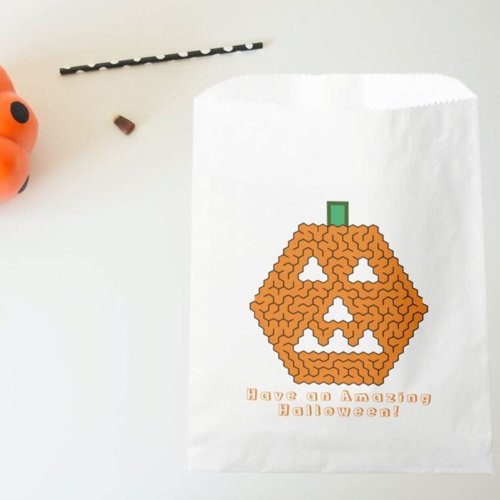 Jack_o_Lantern Hexagon Maze Halloween Party White Favor Bag