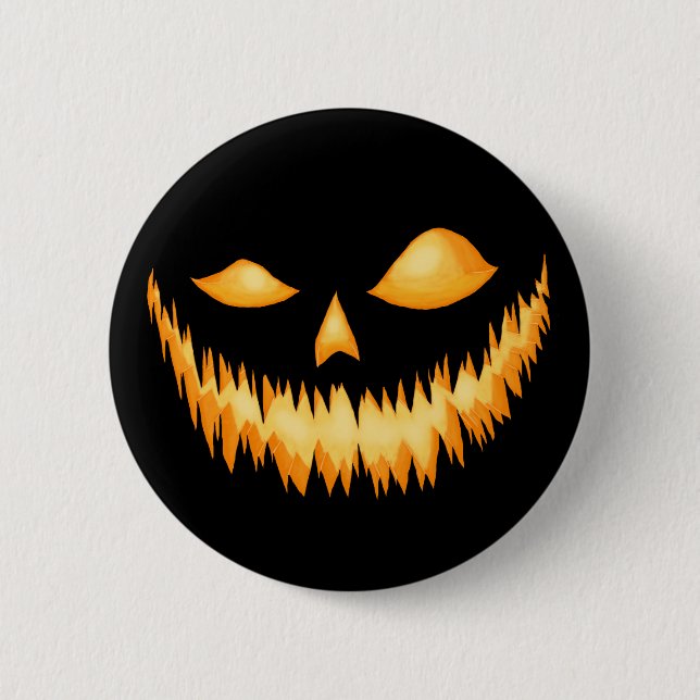 Jack O Lantern In The Dark With An Evil Grin 2 Pinback Button (Front)