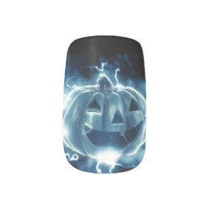 jack-o-lantern in the rain minx nail art