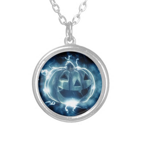  jack_o_lantern in the rain silver plated necklace