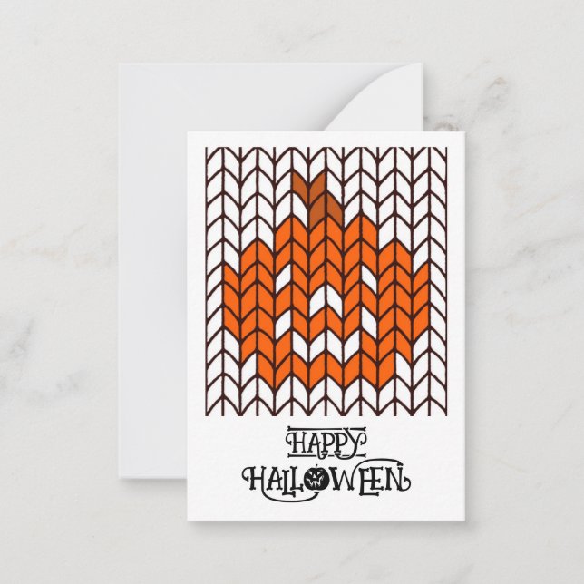 JACK-O-LANTERN KNIT3.5x2.5 Flat Halloween Card (Front)